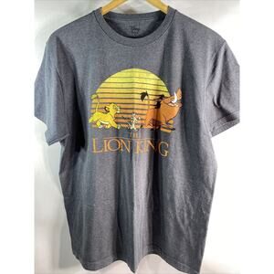 Lion King Graphic Gray Simba Timon Pumbaa Disney T-Shirt Men's Size Large 42-44